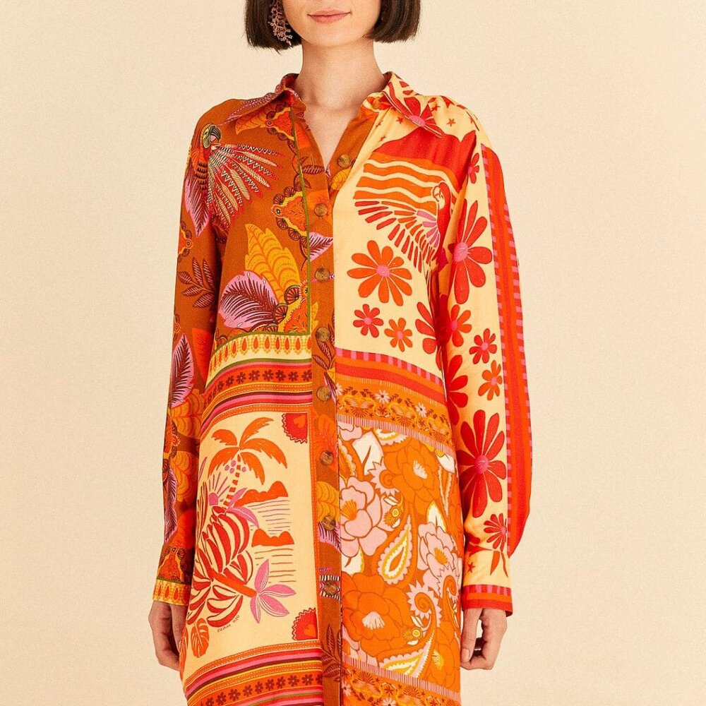 FARM Rio Mixed Scarves Shirtdress